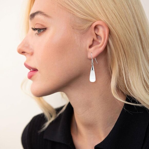 Women's White Trendy Handmade Lightweight Long Teardrop Long chain Earrings - Picture 7 of 7